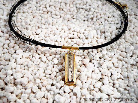 Pferdehaarcollier mit Anh&auml;nger Gold Fancy-Brillant